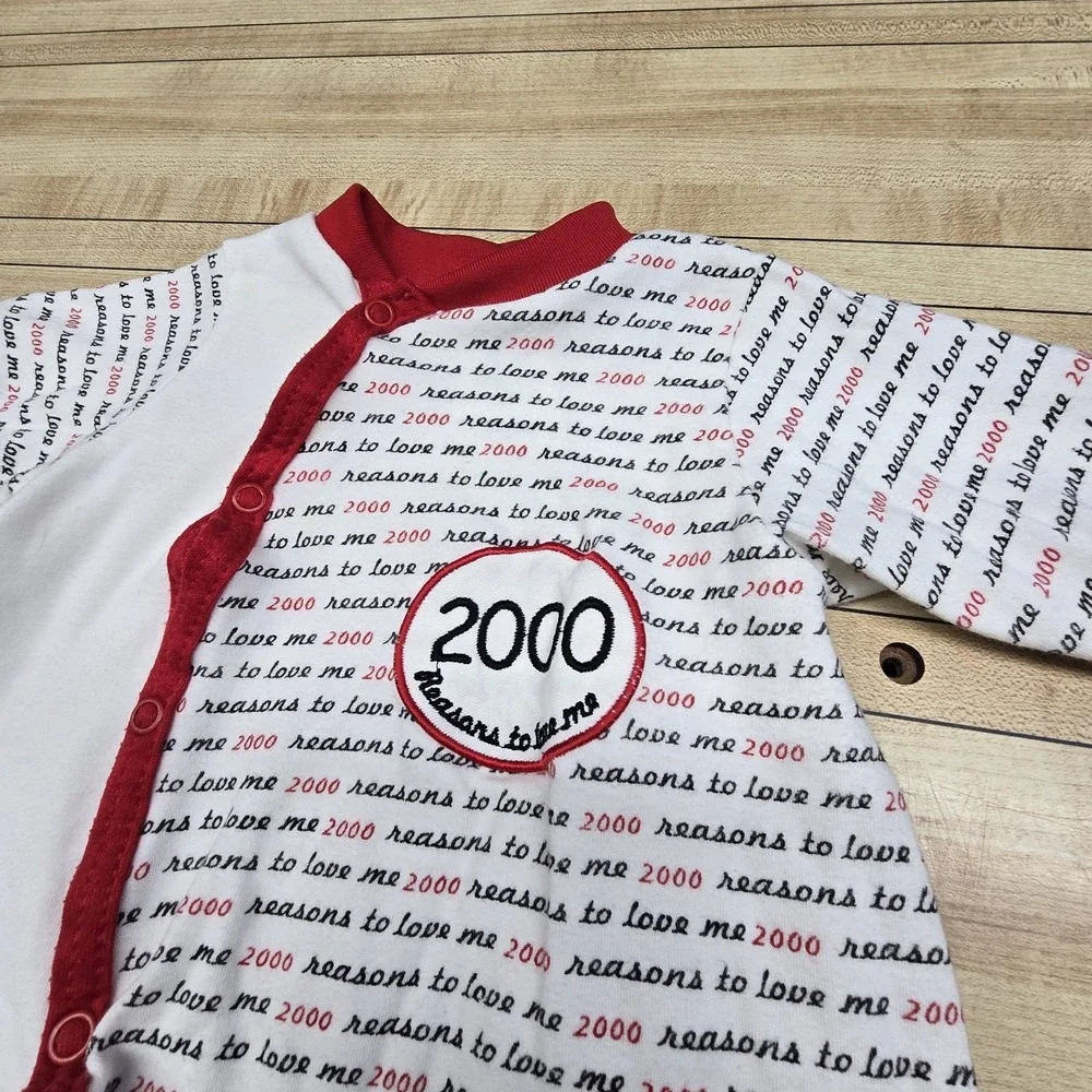Vintage Y2K Alexis 2000 Footed Sleeper Infant 3-6 Months‎ White Red Reasons To